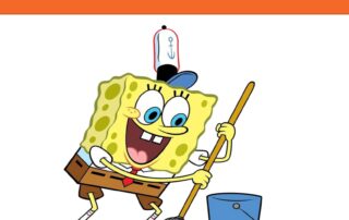 Sponge Bob dweilt de vloer